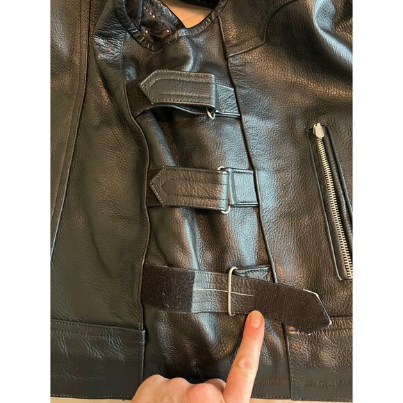 Lion Lifes Adventures leather motorcycle leather black vest proof strap style XL - Picture 4 of 8